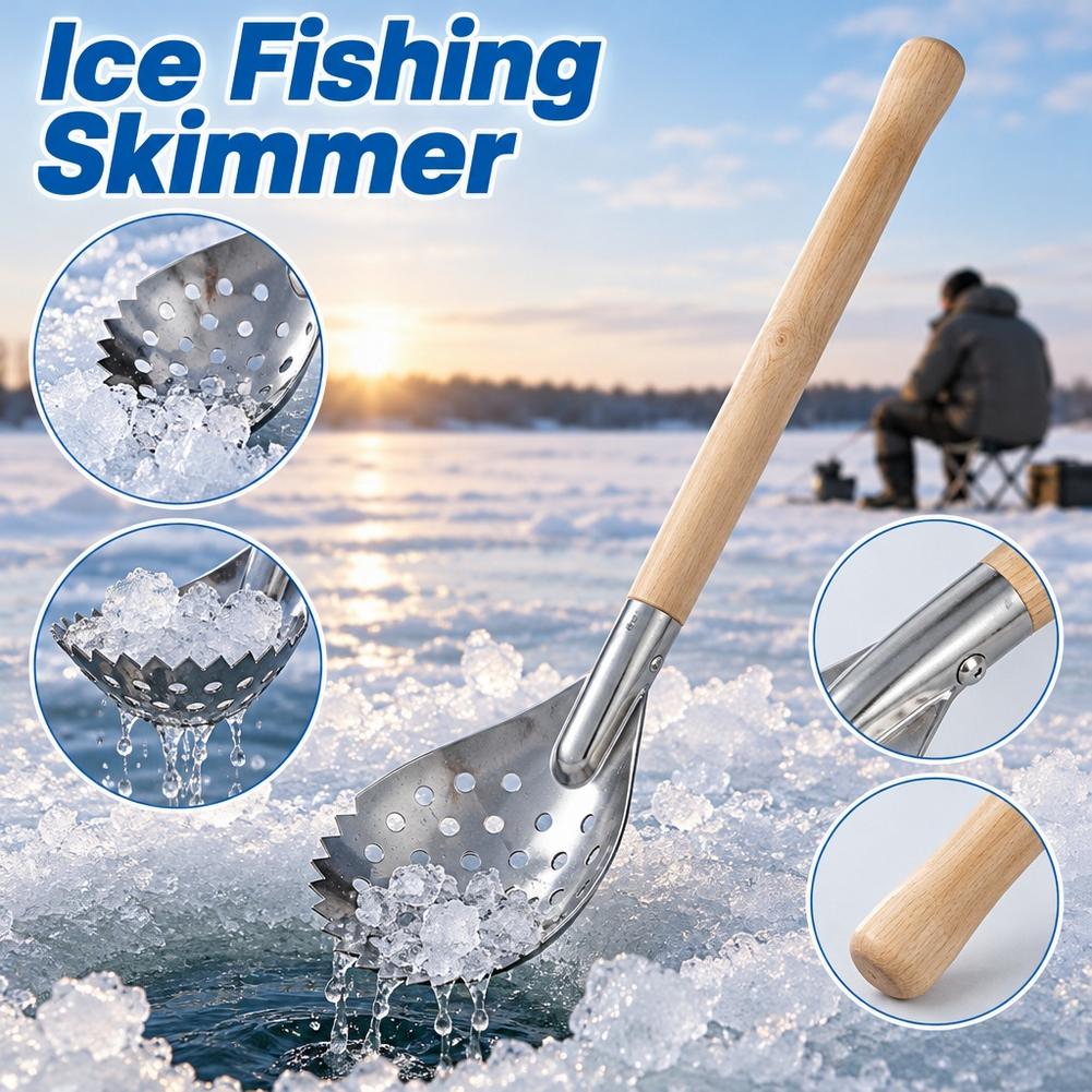 Fishing Equipment Cheap - Eisfisch-Skimmer, Schlamm-Schaufel, Edelstahl, gezackte Kante, Eis-Chipper-Löffel,