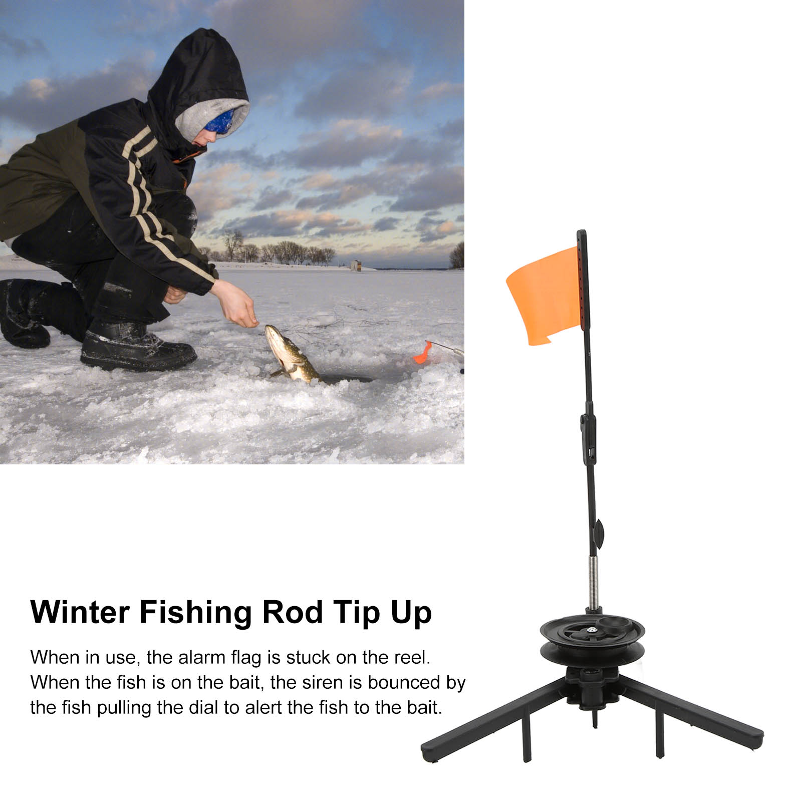 Ice Fishing Tip Up - Faltbare Eisfischerrute mit Flagge, Eisfischer-Spitzensignal mit